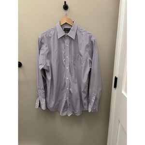 Polo Ralph Lauren Button Down Shirt Mens Size 16 1/2 34/35 Purple White Stripe